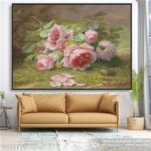 Tranh tĩnh vật hoa quả sơn dầu treo tường