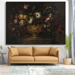 Tranh tĩnh vật hoa quả sơn dầu trang trí phòng ngủ