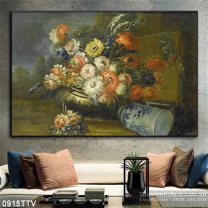 Tranh tĩnh vật hoa quả sơn dầu treo tường phòng ngủ