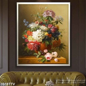 Tranh tĩnh vật hoa quả sơn dầu treo tường