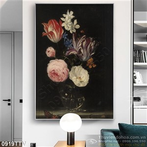 Tranh tĩnh vật hoa quả sơn dầu trang trí phòng ngủ