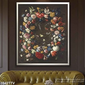 Tranh tĩnh vật hoa quả sơn dầu trang trí phòng khách