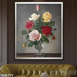 Tranh tĩnh vật hoa quả sơn dầu treo tường