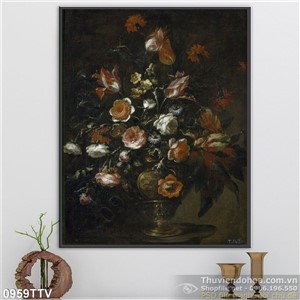 Tranh tĩnh vật hoa quả sơn dầu trang trí tường