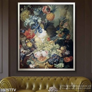 Tranh tĩnh vật hoa quả sơn dầu Châu Âu