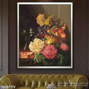 Tranh tĩnh vật hoa quả sơn dầu Châu Âu