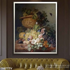 Tranh tĩnh vật hoa quả sơn dầu trang trí