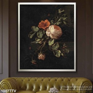 Tranh tĩnh vật hoa quả sơn dầu dán tường