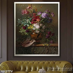 Tranh tĩnh vật hoa quả sơn dầu treo tường phòng ngủ