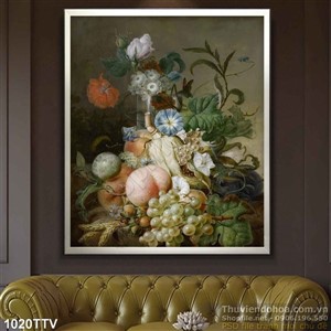 Tranh tĩnh vật hoa quả sơn dầu trang trí tường