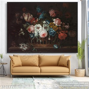 Tranh tĩnh vật hoa quả sơn dầu trang trí phòng ngủ