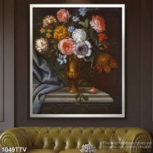 Tranh tĩnh vật hoa quả sơn dầu trang trí phòng khách