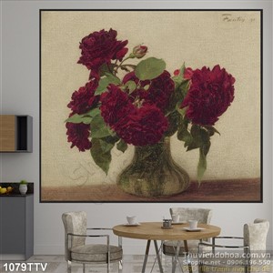 Tranh tĩnh vật hoa quả sơn dầu treo phòng khách