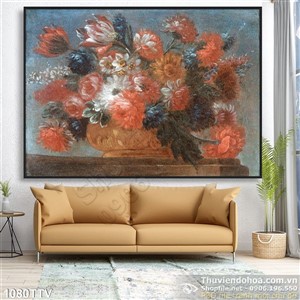 Tranh tĩnh vật hoa quả sơn dầu treo tường độc đáo
