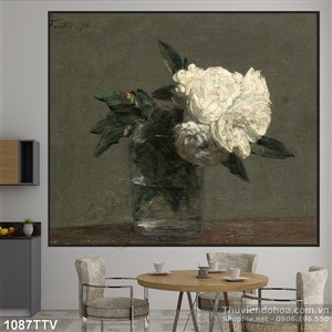 Tranh tĩnh vật hoa quả sơn dầu trang trí phòng khách