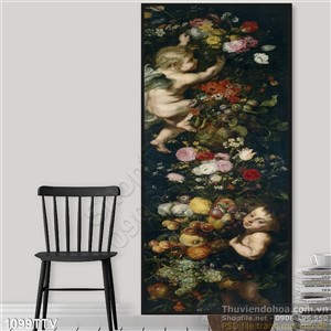 Tranh tĩnh vật hoa quả sơn dầu treo tường