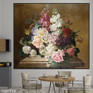 Tranh tĩnh vật hoa quả sơn dầu trang trí phòng ăn