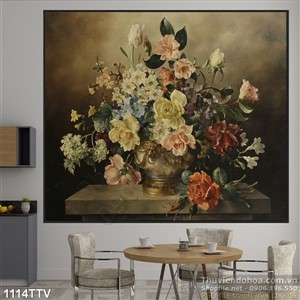 Tranh tĩnh vật hoa quả sơn dầu trang trí phòng khách
