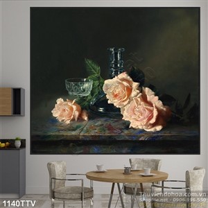 Tranh tĩnh vật hoa quả sơn dầu trang trí phòng ngủ