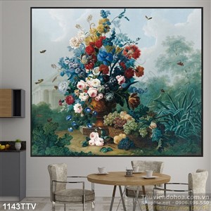 Tranh tĩnh vật hoa quả sơn dầu treo tường