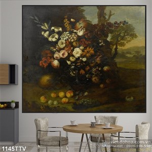 Tranh tĩnh vật hoa quả sơn dầu treo tường đẹp