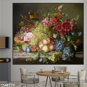 Tranh tĩnh vật hoa quả sơn dầu Châu