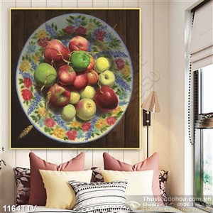 Tranh tĩnh vật hoa quả sơn dầu treo tường phòng bếp