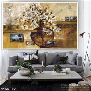 Tranh tĩnh vật hoa quả sơn dầu trang hoa treo tường