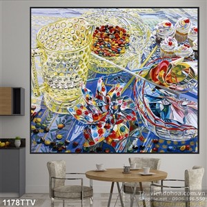 Tranh tĩnh vật hoa quả sơn dầu nghệ thuật hiện đại