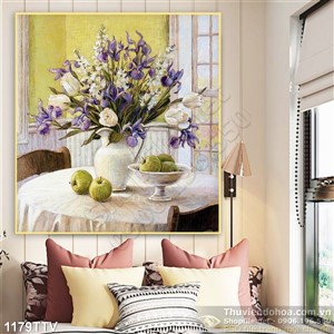 Tranh tĩnh vật hoa quả sơn dầu trang trí phòng ăn