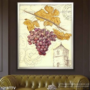 Tranh tĩnh vật hoa quả sơn dầu treo tường phòng ăn