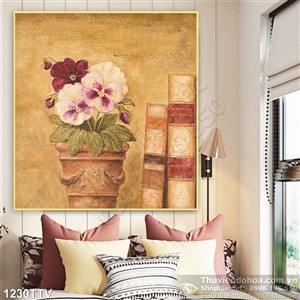 Tranh tĩnh vật hoa quả sơn dầu điêu khắc trang trí