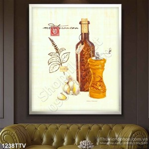 Tranh tĩnh vật hoa quả sơn dầu treo tường phòng bếp