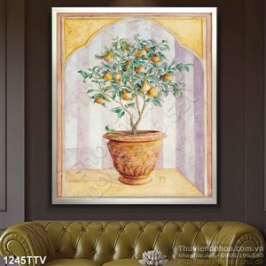 Tranh tĩnh vật hoa quả sơn dầu trang trí phòng khách