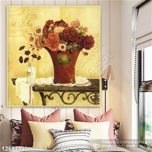 Tranh tĩnh vật hoa quả sơn dầu trang trí phòng khách