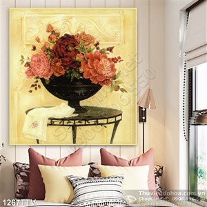 Tranh tĩnh vật hoa quả sơn dầu trang trí phòng khách