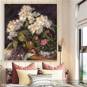 Tranh tĩnh vật hoa quả sơn dầu nghệ thuật treo tường