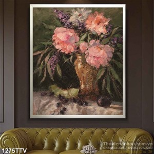 Tranh tĩnh vật hoa quả sơn dầu trang trí phòng ngủ