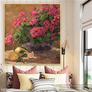 Tranh tĩnh vật hoa quả sơn dầu treo tường