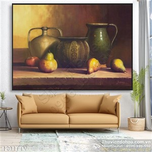 Tranh tĩnh vật hoa quả sơn dầu treo tường