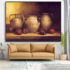 Tranh tĩnh vật hoa quả sơn dầu trang trí bếp
