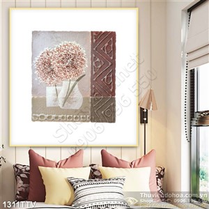 Tranh tĩnh vật hoa quả sơn dầu in gạch đẹp