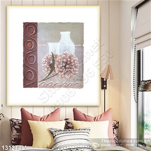 Tranh tĩnh vật hoa quả sơn dầu in gạch trang trí