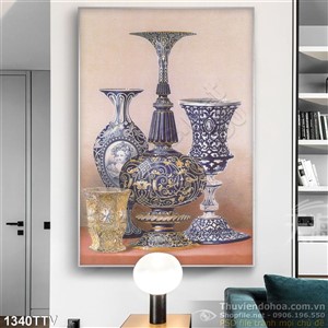 Tranh tĩnh vật hoa quả sơn dầu treo tường phòng khách