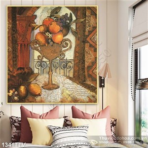 Tranh tĩnh vật hoa quả sơn dầu trang trí