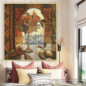 Tranh tĩnh vật hoa quả sơn dầu nghê thuật đẹp