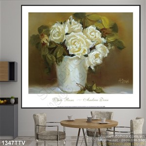 Tranh tĩnh vật hoa quả sơn dầu trang trí phòng ngủ