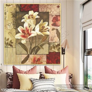 Tranh tĩnh vật hoa quả sơn dầu in gạch