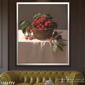 Tranh tĩnh vật hoa quả sơn dầu trang trí phòng ăn