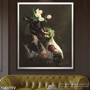 Tranh tĩnh vật hoa quả sơn dầu Châu Âu